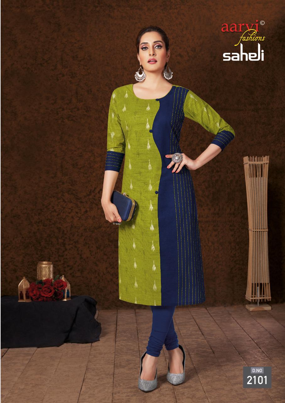 Aarvi Saheli 11 Latest Fancy Designer Cotton Printed Kurti Material
